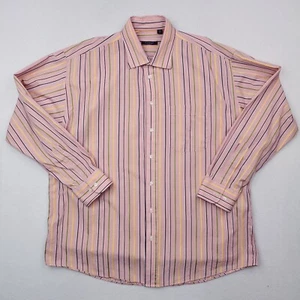 Burberry London Shirt Mens Extra Large Pink Mauve Striped Relaxed Fit Button Up - Picture 1 of 12