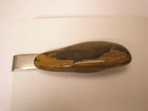 2-1/8" Petrified Wood Natural Vintage Tie Bar Clip simple plain quality - Picture 1 of 6
