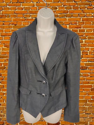 ЖЕНЩИН GUESS ДЖИНСЫ РАЗМЕР UK БОЛЬШОЙ ЧЕРНЫЙ HERRINGBONE КОРОТКАЯ РЕЗИНКА КУРТКА ПАЛЬТО SMART - Изображение 1 из 4