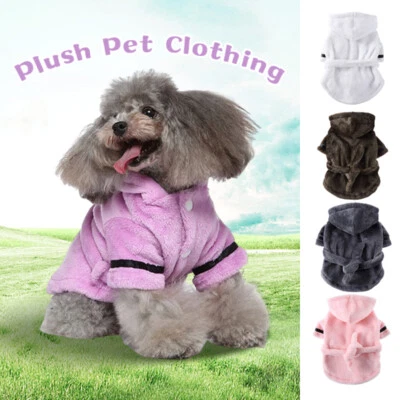 Pet Cat Dog Bathrobe Fleece Night Robe Pajama Absorbent Bath Towel Clothes Teddy - Image 1 of 4