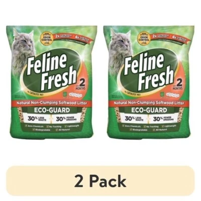 FELINE PINE 2 Pack Feline Fresh Non- Clumping Natural Pine Pellet Cat Litter Unscented 20 lb