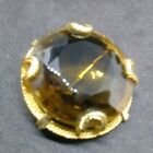 Large Vintage Amber Color Rhinestone In A Gold Rope Setting.