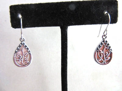 Pendientes perforados lágrima plata 925 madreperla rosa Foto 1 de 3