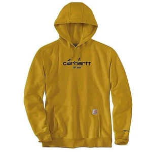 RARE Carhartt Force Men's Relaxed Fit Lightweight Logo LARGE Hoodie Golden Haze - Picture 1 of 3