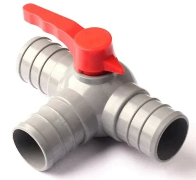 GENERIC 3 way 4 Position 50mm 2" Barb Pipe ID hose Barb Equal Tee Ball Valve Durable PVC