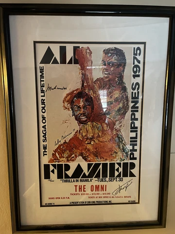 Leroy Neiman Thrilla In Manila Muhammad Ali + Joe Frazier SIGNED Poster /500 COA Cover