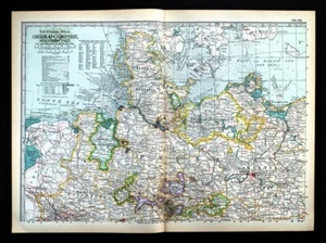 1897 Century Map N Germany Berlin Hamburg Bremen Holstein Hanover Munster Lubeck - Picture 1 of 3