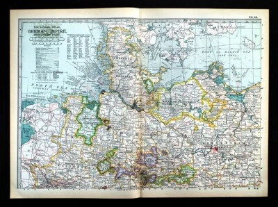 1897 Century Map N Germany Berlin Hamburg Bremen Holstein Hanover Munster Lubeck - Image 1 of 3