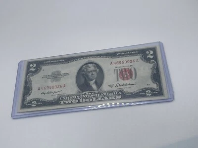 $2 Two Dollar Bill Series 1953A Red Seal Federal Reserve Note Old Currency Nice - Image 1 of 4