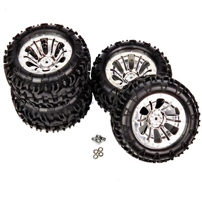 FTX Carnage Bugsta 4pcs Chrome Wheel/Tyre Wheels Complete Glued FTX6310C