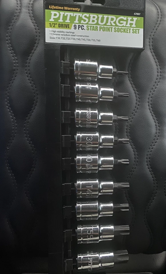 9pc star-POINT Socket Set High Visibility Markings,T20,T25,T27,T30,T40,T50,T55,6 - Image 1 of 1