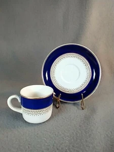 Antique Wedgwood &Co. Ltd Demitasse Cup And Saucer Cobalt Gold Trim - Picture 1 of 8