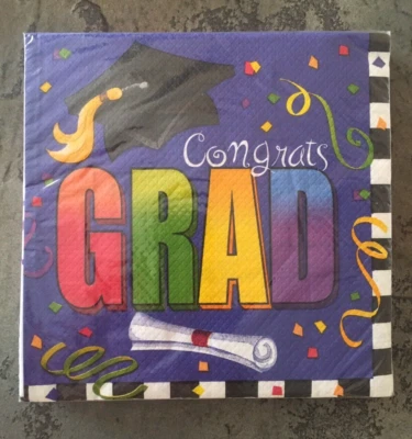 PAPER Dinner Napkins by Creative Converting 16 Count - 2 ply CONGRATS GRAD - Image 1 of 4