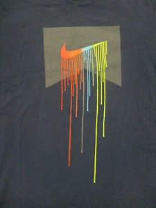 XL / 20 navy blue NIKE running colors RAINBOW SWOOSH t-shirt - Picture 1 of 5
