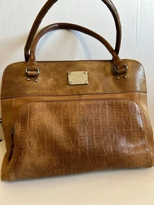 Velez Genuine Leather Tote Bag Handbag Brown Embossed Large Women’s Purse - Picture 1 of 18