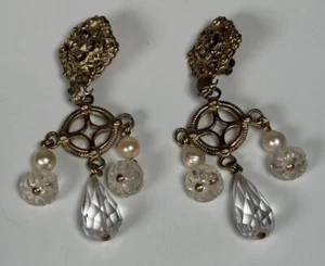 Stephen Dweck Sterling Silver Clip On Dangle Chandelier Style Earrings Vintage - Picture 1 of 9