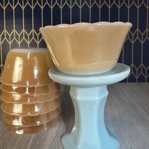 Peach Luster Fire King Laurel Dessert Bowls 3 3/4” - Picture 1 of 15