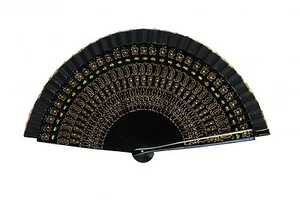 Handfächer aus Holz mit Tuch am Rand - Bild 1 von 14