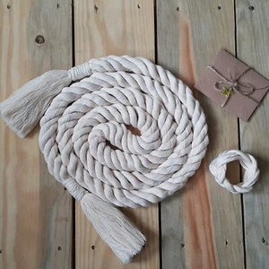 Nautical Rope Belt - Bracelet, Handmade Cream Macrame Tassel Waist Wrapped Belts - Picture 1 of 14