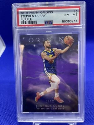 2019-20 PANINI ORIGINS STEPHEN CURRY PURPLE FOTL EXCLUSIVE 14/21 PSA 8 NM-MT SP - Image 1 of 4
