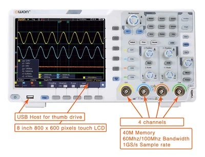  OWON XDS3204AE 200MHz 4CH14bits W/Touch/I2C/SPI / RS232 decoding / CAN +VGA+DMM - Image 1 of 4