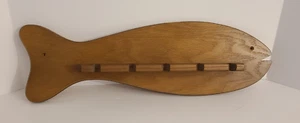 Vintage Holz Fischform Wandhalterung Angelrute 5 Rutenständer Halter - Bild 1 von 5