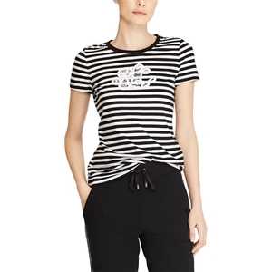 Lauren Ralph Lauren Women's Lace Logo Tee LARGE Polo Black/Soft White XL NWT - Picture 1 of 4