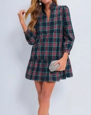 TUCKERNUCK Highland Black Tartan Plaid Palmerston Dress Ruffle Sz Small - Image 1 of 4