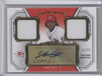 2012 Museum Collection Signature Swatches Dual Relics Gold /25 Johnny Cueto Auto - Image 1 of 2