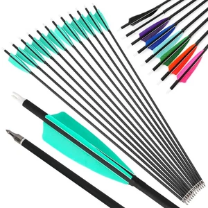 28" 30" 31" Archery Carbon Arrow SP500 4" Feather Recurve Bow Hunting Shooting - Picture 1 of 20