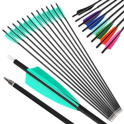 28" 30" 31" Archery Carbon Arrow SP500 4" Feather Recurve Bow Hunting Shooting - Image 1 of 4