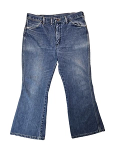 Wrangler Vintage 70s Blue Denim Bell Bottom Jeans Mens Size 34x28 - Picture 1 of 6
