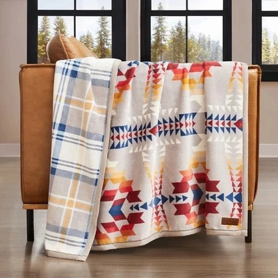 Pendleton Tiro de Felpa Reversible 50" x 70" Legend Lake Gris Poliéster Nuevo Foto 1 de 4