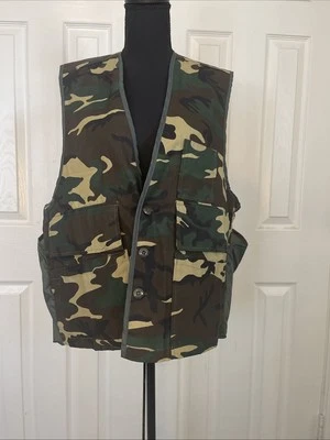 Vest  Camouflage Game Winner Men's L 42-44 Woodland Camo Cotton Hunting Pockets - Image 1 of 4