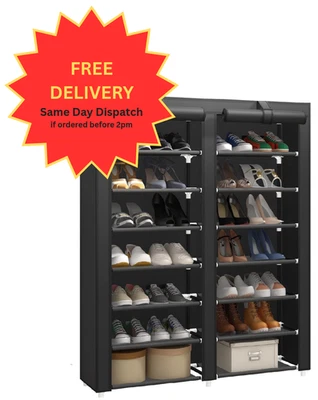 7-Tier Shoe Storage Organizer Dustproof Cover Closet Cabinet Shelf Waredrobe - Image 1 of 4