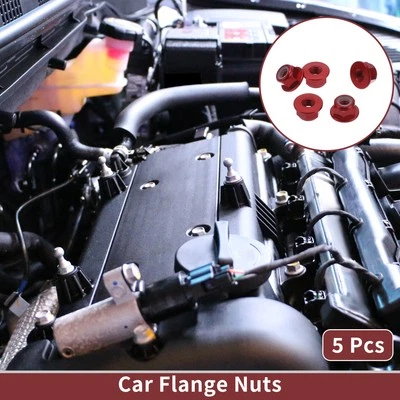 5 Stück M4 Flanschmuttern, 5,4 mm, rot, Kunststoff-Gummiring, 5 Stück - Bild 1 von 4