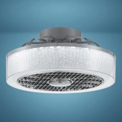 16" Gray Indoor Integrated LED Fandelier Remote Flush Mount Bright White Light - Image 1 of 4