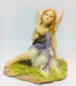 Porcelain Figurine Sitting Princess Angel beautiful Fairy Bear flower Statue 3" - Picture 1 of 10