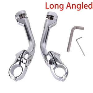 1 1/4" 32mm Chrome Highway Long Angled Foot Peg Mount Kit For Harley USA - Picture 1 of 11