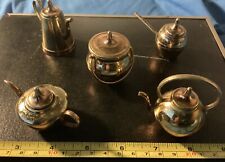  5 Vintage base copper/brass metal cookware miniatures, collectibles