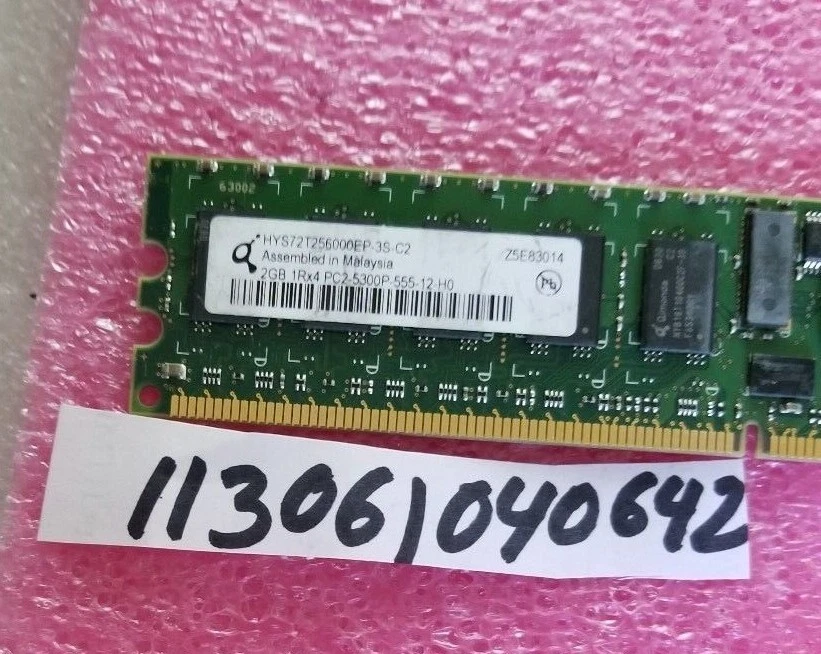 2GB DDR2 PC PC2 PC2-5300P 667MHZ 667 5300P 240PIN DIMM ECC-REG RDIMM 1RX4  256X4 - Image 1 of 1