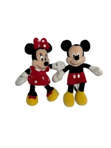 Disney Mickey Mouse And Minnie Mouse 10 In. Plush Stuffed Animal Beanie Mix - Picture 1 of 3