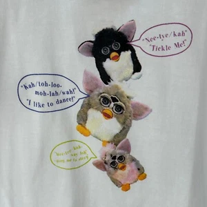 Vintage 1999 Tiger Furby x3 Childrens Cotton T Shirt New Old Stock Size 3 - Picture 1 of 7