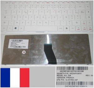 Keyboard AZERTY Fr Acer Emachines D720 4405C Z06 9J.N1R82.A0F AEZ06F00010 White - Picture 1 of 1