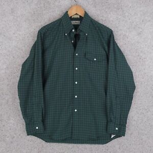 Vintage LL Bean Button Down Shirt Mens 16 34 Large L Green Cotton Blend Outdoors