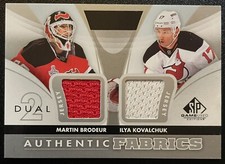 2012-13 SP Game Used Authentic Fabrics Brodeur Kovalchuk Dual Jersey #AF2-MI