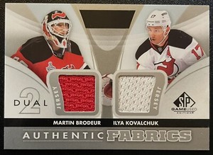 2012-13 SP Game Used Authentic Fabrics Brodeur Kovalchuk Dual Jersey #AF2-MI