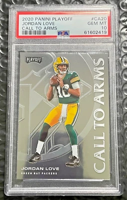 2020 JORDAN LOVE PANINI PLAYOFF CALL TO ARMS #CA-20 SILVER CHROME ROOKIE PSA 10 - Image 1 of 3