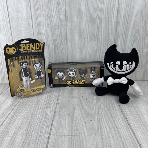 Bendy and the Ink Machine Collectible Figure 4-Pack Lot and Plush Cover