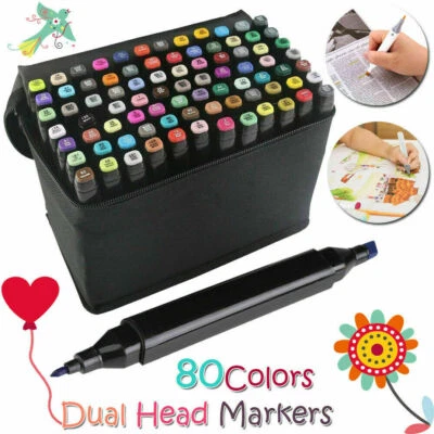 80 Farben Marker Stifte Grafitti Farbige Twin Tip Textmarker Studenten Manga - Bild 1 von 4